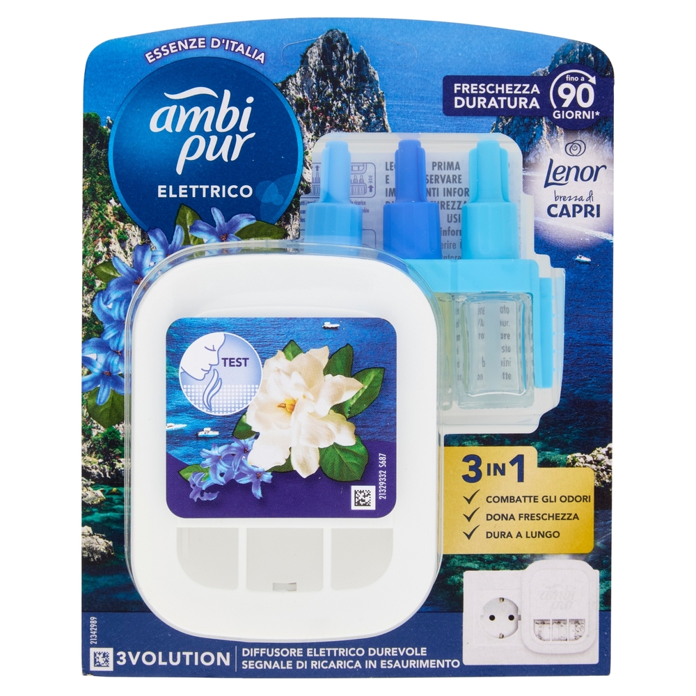 Ambi Pur Profumatore per Ambienti Diffusore Elettrico+Ricarica 3Volution, Brezza di Capri 20ml